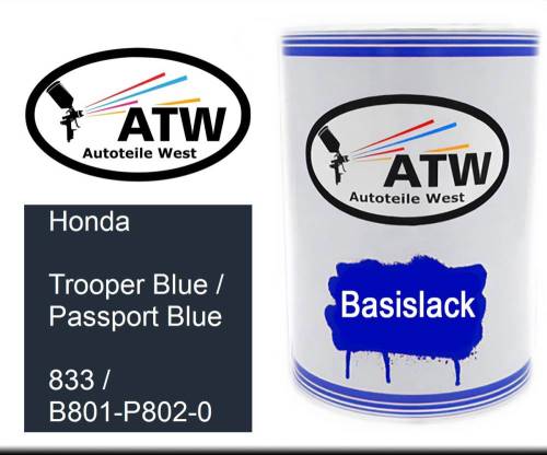 Honda, Trooper Blue / Passport Blue, 833 / B801-P802-0: 500ml Lackdose, von ATW Autoteile West.